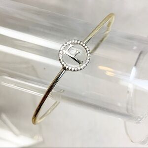 Amelia Rose White Sapphire Pave Initial cuff F